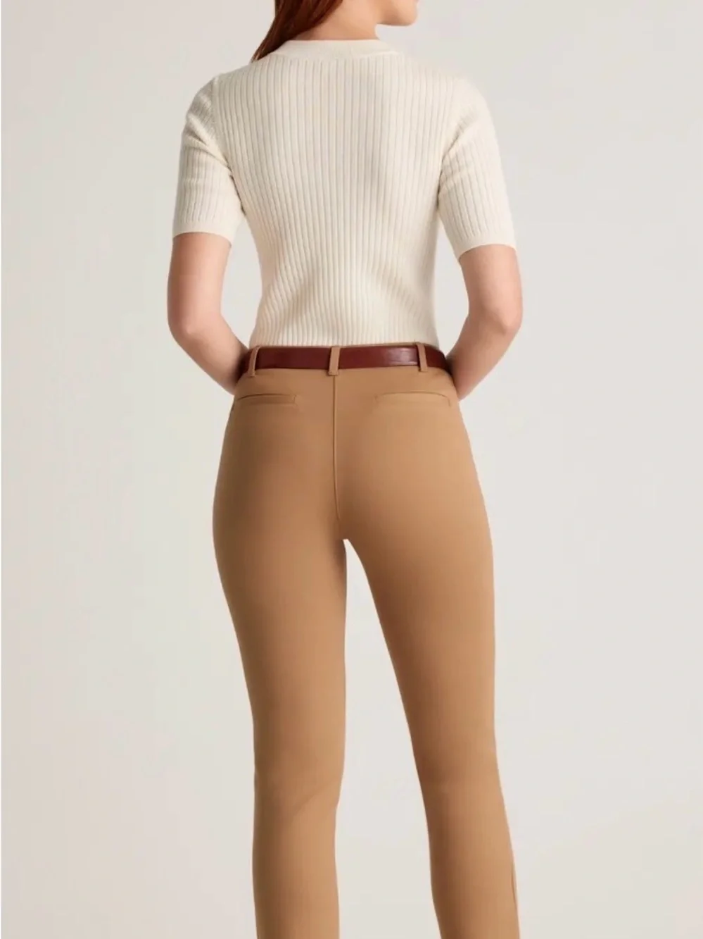 Quince Women’s Ultra Stretch Ponte Straight Leg Pants Medium Roasted Pecan Brown